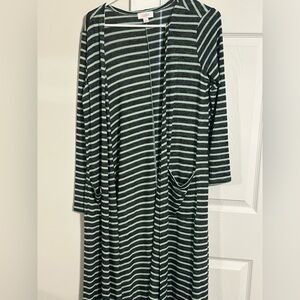 Lularoe Sarah Duster. Aqua and black stripe. Nwot